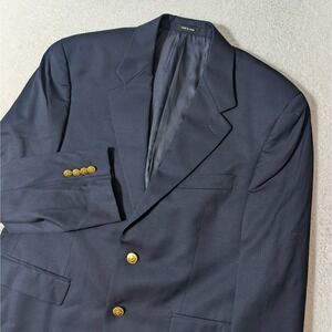 Lauren Ralph Lauren Blazer Mens 40S Navy Blue Wool Gold Crest Button Sport Coat